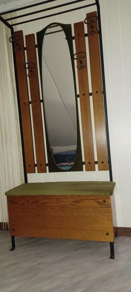 Vintage kapstok met bankje., Huis en Inrichting, Woonaccessoires | Spiegels, Gebruikt, Ophalen