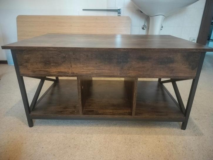 Salontafel - industrial vintage metaal - uitklapbaar, Huis en Inrichting, Tafels | Sidetables, Metaal, Ophalen