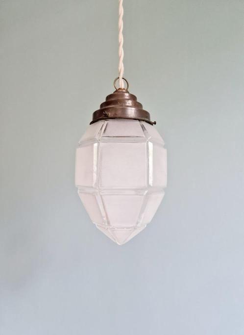Art Deco hanglamp in gesatineerd glas, 1920-30s, Antiek en Kunst, Antiek | Verlichting, Ophalen of Verzenden