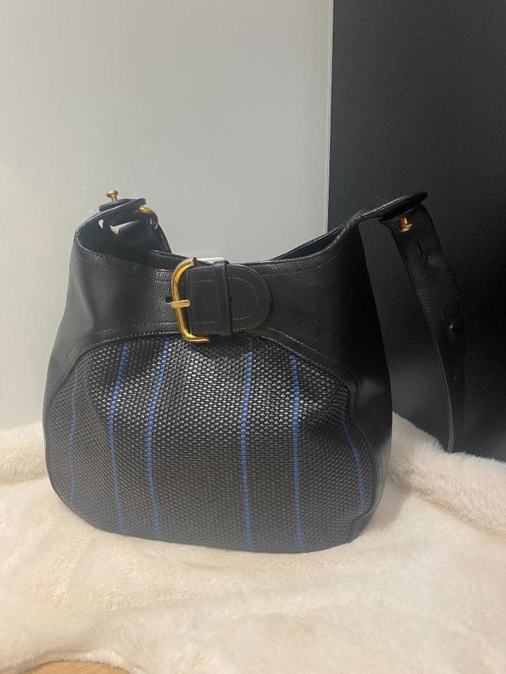 Delvaux Souverain toile de cuir., Handtassen en Accessoires, Tassen | Damestassen, Zo goed als nieuw, Handtas, Zwart, Ophalen of Verzenden