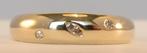 14 Karaat gouden ring met Diamanten, Handtassen en Accessoires, Ringen, Verzenden, Zo goed als nieuw, 17 tot 18, Met edelsteen