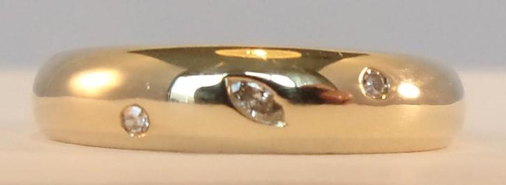 14 Karaat gouden ring met Diamanten, Handtassen en Accessoires, Ringen, Zo goed als nieuw, Dame, 17 tot 18, Goud, Goud, Met edelsteen