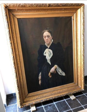Antiek portret schilderij 1892.  159x129cm.  beschikbaar voor biedingen