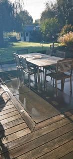 Table en teck et inox, 8 chaises, Tuin en Terras, Terrasdelen en Vlonders, Ophalen, Gebruikt, Hout