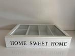 Witte bewaardoos hout/glas “Home sweet home”., Ophalen, Gebruikt, Glas