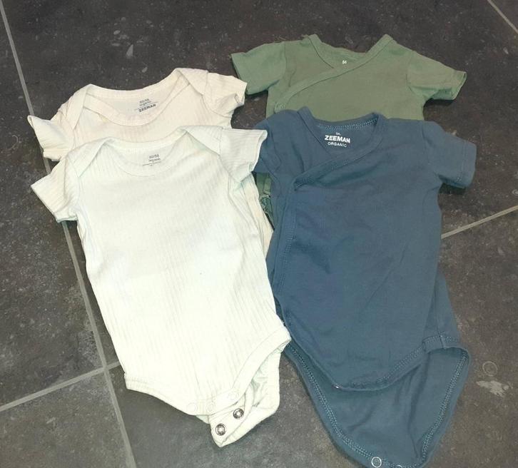 Baby kleding 4 rompers Zeeman 50-56, Kinderen en Baby's, Babykleding | Maat 50, Nieuw, Jongetje of Meisje, Nacht- of Onderkleding