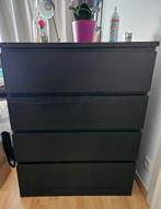 Commode malm ikea 80cm 4 tiroirs brun noir, Maison & Meubles, Armoires | Casiers, Enlèvement, Ikea, Neuf