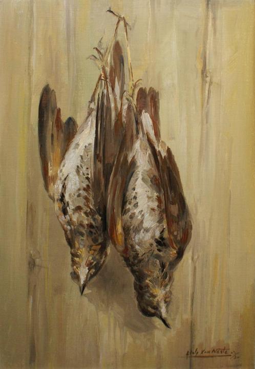 Adolf Van Neste (1880-1959): Dode vogels (O/D, 32 x 43 cm), Antiquités & Art, Art | Peinture | Classique, Enlèvement ou Envoi