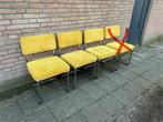 3 Gele Ribstof Stoelen met Chome Buisframe, Ophalen, Gebruikt, Metaal, Drie