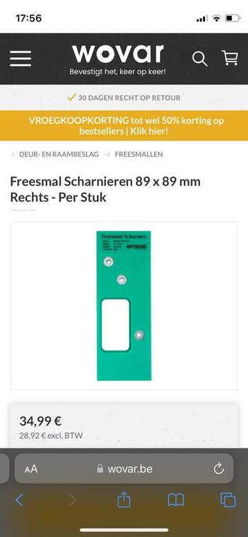 Freesmal scharnieren - nieuw in verpakking beschikbaar voor biedingen