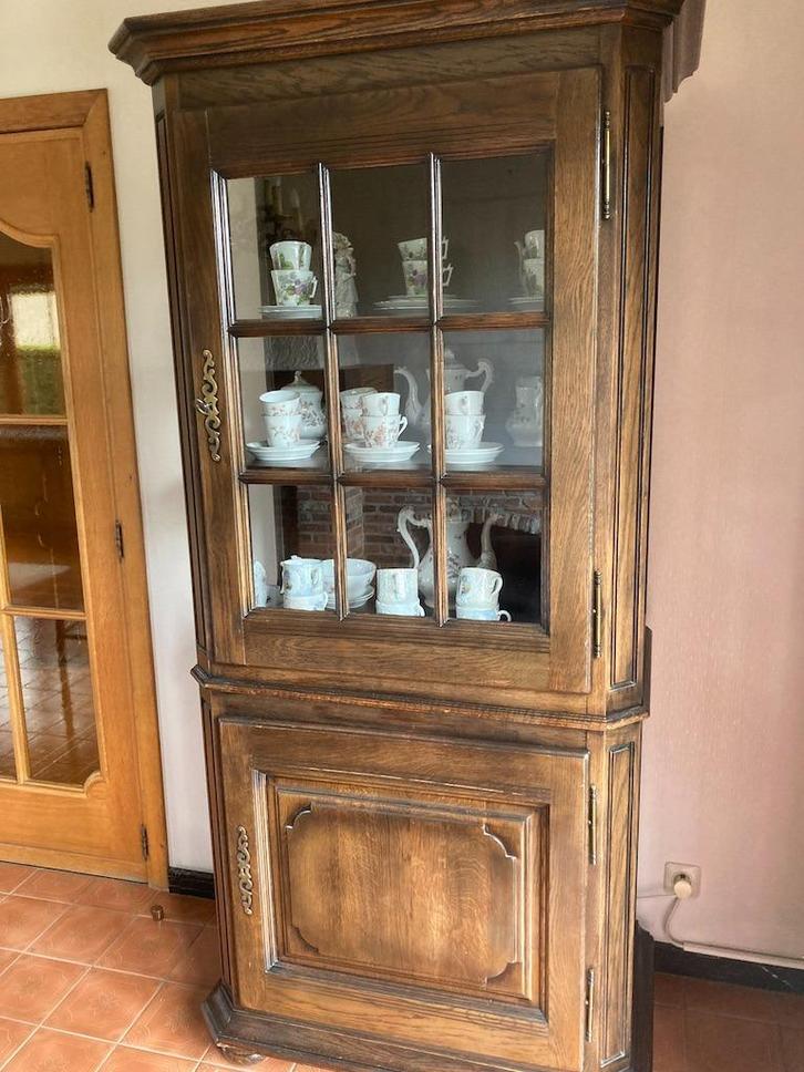 vitrinekast eik, Huis en Inrichting, Kasten | Vitrinekasten, Zo goed als nieuw, 200 cm of meer, 50 tot 100 cm, 50 tot 75 cm, Met lade(s)