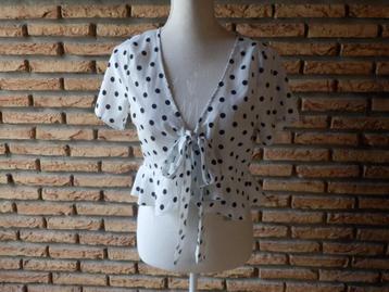 (110)- blouse femme t.38 blanc noir - shein - beschikbaar voor biedingen