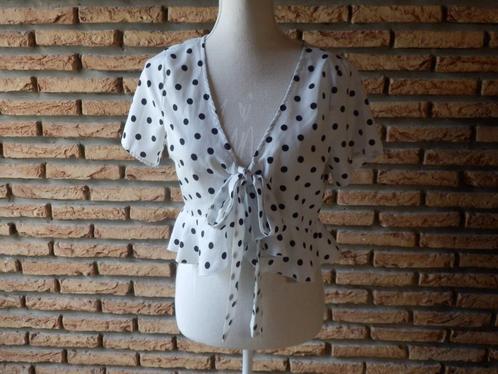 (110)- blouse femme t.38 blanc noir - shein -, Kleding | Dames, Blouses en Tunieken, Zo goed als nieuw, Maat 38/40 (M), Wit, Ophalen of Verzenden