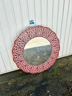 Grand miroir vintage carrelé 70 cm (glace fissurée), Antiek en Kunst, Antiek | Spiegels, 50 tot 100 cm, Minder dan 100 cm, Rond