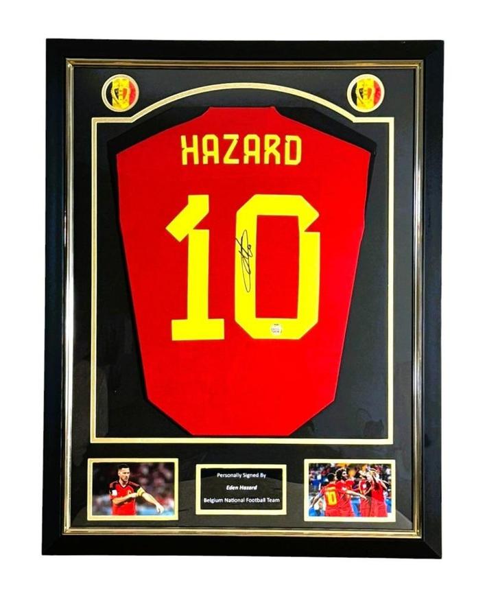 Chemise de maison Eden Hazard Belgium 2022 signée et encadré, Collections, Articles de Sport & Football, Neuf, Maillot, Enlèvement ou Envoi