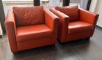 Pracht set van twee cognac lederen éénzits, Ophalen, Zo goed als nieuw