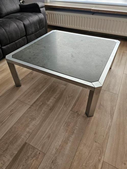 Prachtige design salontafel met karaktervolle natuursteen., Huis en Inrichting, Tafels | Salontafels, Zo goed als nieuw, Ophalen