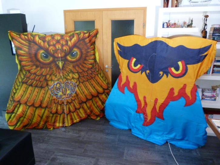 2 reuze handgemaakte en beschilderde indonesische vliegers, Antiek en Kunst, Curiosa en Brocante, Ophalen