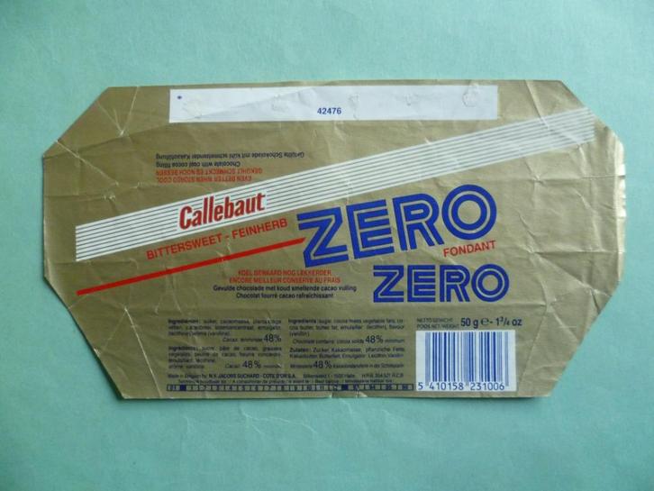 Chocolade Callebaut chocolat emballage omslagen wikkels Zero, Verzamelen, Overige Verzamelen, Gebruikt, Ophalen of Verzenden