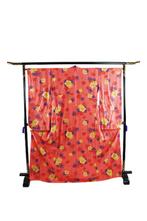 Japanse Furisode Kimono., Verzenden, Gedragen, Rood