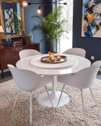 Table ronde design 120cm + 4 fauteuil design.  Alterego, Enlèvement ou Envoi, Comme neuf, Blanc