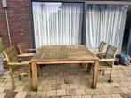 Teak tafel met 8 stoelen wegens verhuis, Tuin en Terras, Ophalen, Gebruikt, Teakhout, 8 zitplaatsen