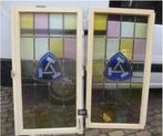 2 Grote Oude Ramen met Glas in Lood - 147x77, Ophalen