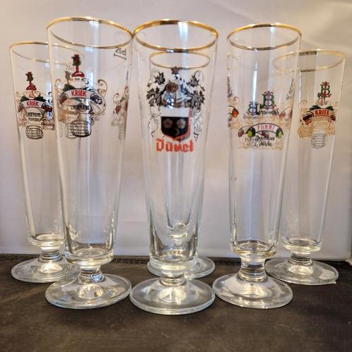2 Duvel & 4 Lindemans ~ Pilsglas op voet, 25 cl, Verzamelen, Biermerken, Gebruikt, Duvel, Ophalen