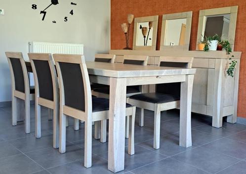Massief eiken eetkamer:, Huis en Inrichting, Complete eetkamers, Zo goed als nieuw, 4 tot 6 stoelen, Ophalen