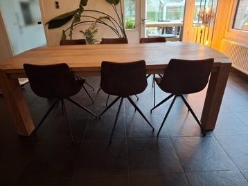 Moderne en warme vol eiken eettafel, Huis en Inrichting, Ophalen, 100 tot 150 cm, Eikenhout, 200 cm of meer
