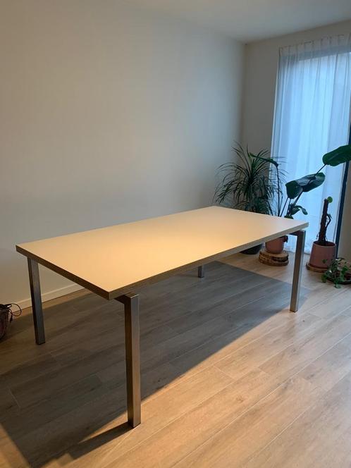 Eettafel inox onderstel, Huis en Inrichting, Tafels | Eettafels, Gebruikt, 100 tot 150 cm, 150 tot 200 cm, Vijf personen of meer
