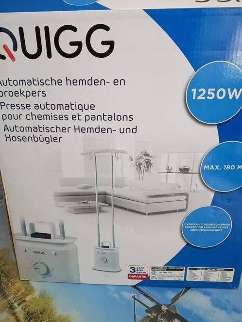 NIEUWE QUIGG Hemd- en broekpers 1250W, Elektronische apparatuur, Stoomapparaten, Nieuw, Kledingstomer, Ophalen of Verzenden
