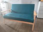 Tweezits zetel met stoffen zitting smaragdblauw., Ophalen, Nieuw, Tweepersoons