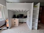 ikea hoogslaper met kast en bureau wit/hout, Ophalen, Gebruikt, Hoogslaper