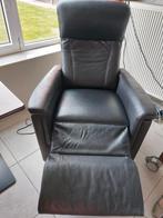 Zwarte lederen relax, Huis en Inrichting, Ophalen, Gebruikt