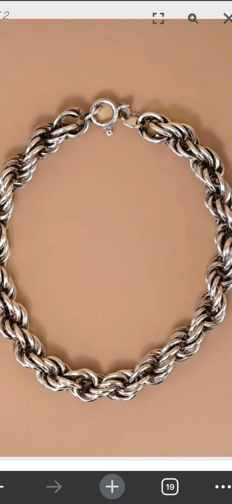 Zilveren robe armband, Handtassen en Accessoires, Armbanden, Gebruikt, Zilver, Zilver, Verzenden