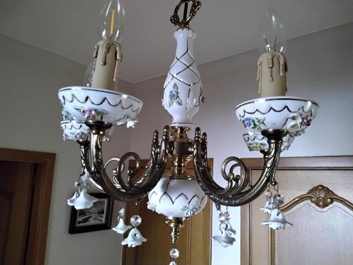 Kroonluchters : massief messing en/of porselein afwerking, Antiek en Kunst, Curiosa en Brocante, Ophalen