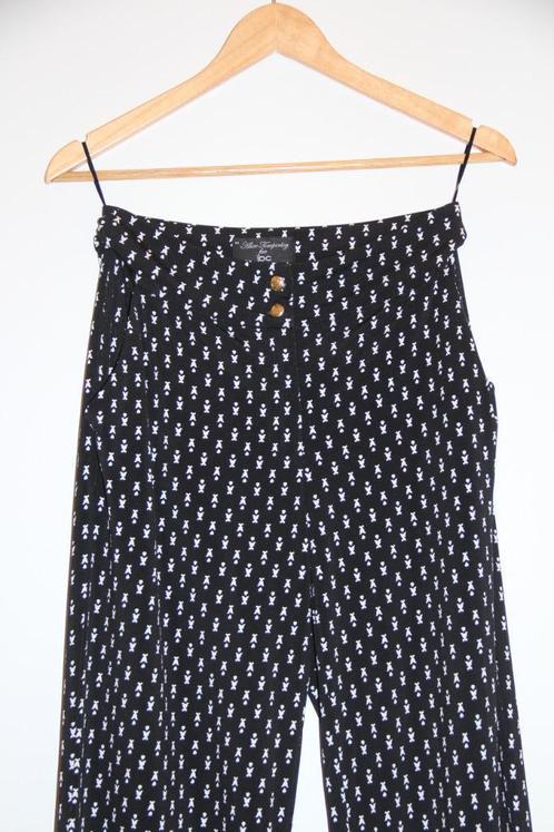Élégant pantalon noir motifs blancs Alice Temperley JBC 36, Kleding | Dames, Broeken en Pantalons, Zo goed als nieuw, Maat 36 (S)