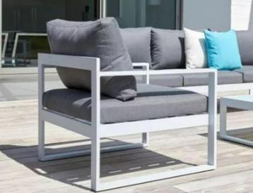 NIEUWE 1-zit zetels van Caldela loungeset in wit aluminium