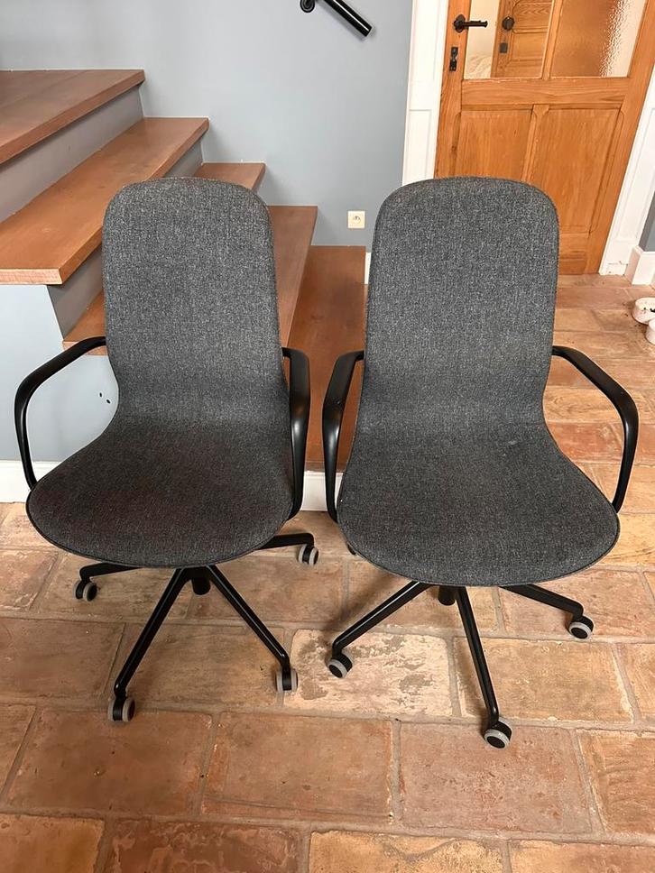 IKEA Langfjall bureaustoel 2 stuks, Maison & Meubles, Chaises de bureau, Utilisé, Chaise de bureau, Noir, Enlèvement