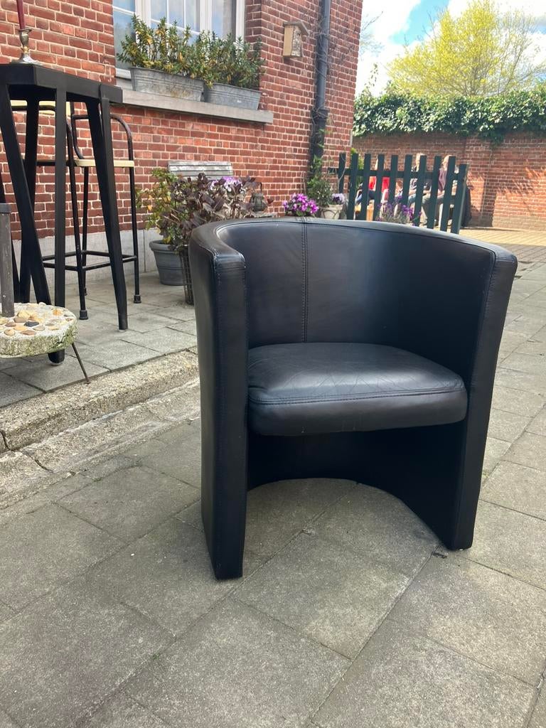 Lederen zetel, Huis en Inrichting, Fauteuils, Ophalen, Zo goed als nieuw, Leer, Modern