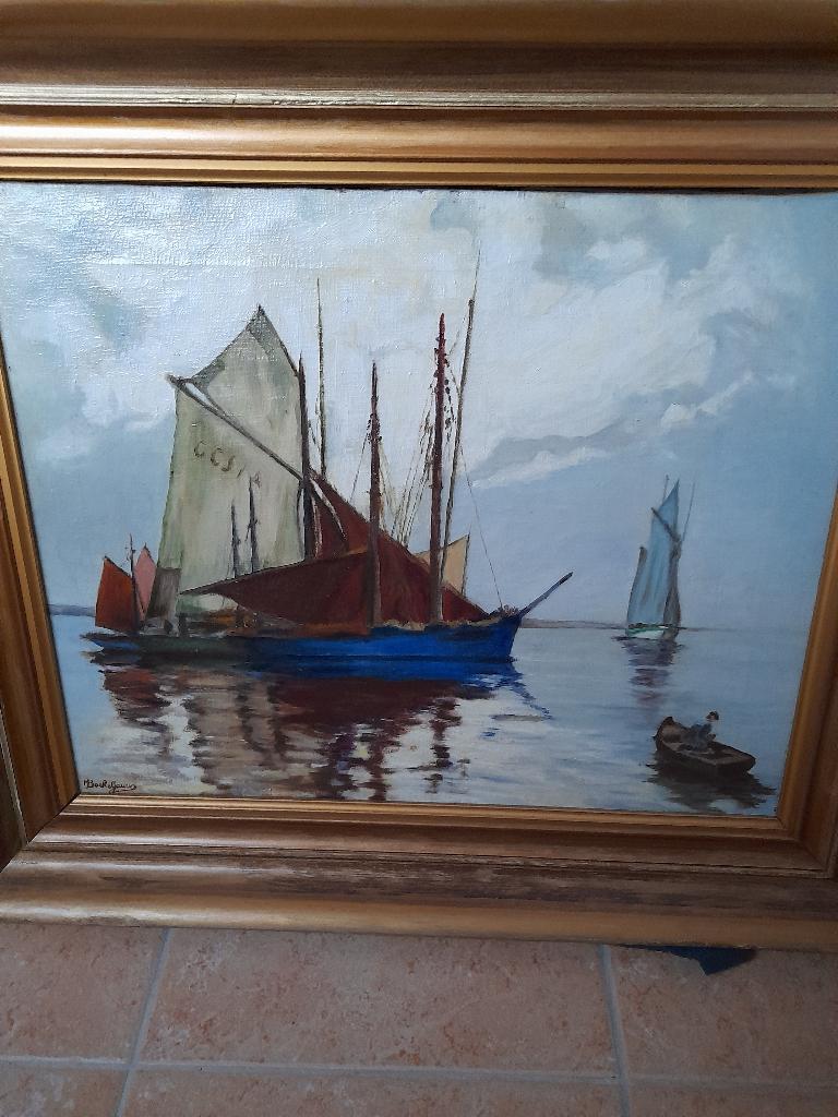 Schilderij marinezicht, Antiek en Kunst, Ophalen