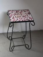 Vintage retro bijzettafel plantenstaander met mozaïek blad, Ophalen, Minder dan 55 cm, Gebruikt, Overige materialen