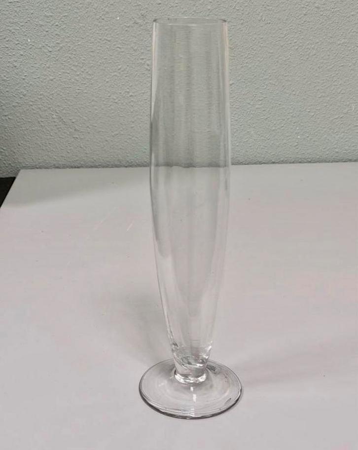 Vintage glazen vaas 30 cm hoog – helder glas bloemenvaas, Antiek en Kunst, Antiek | Vazen, Ophalen of Verzenden