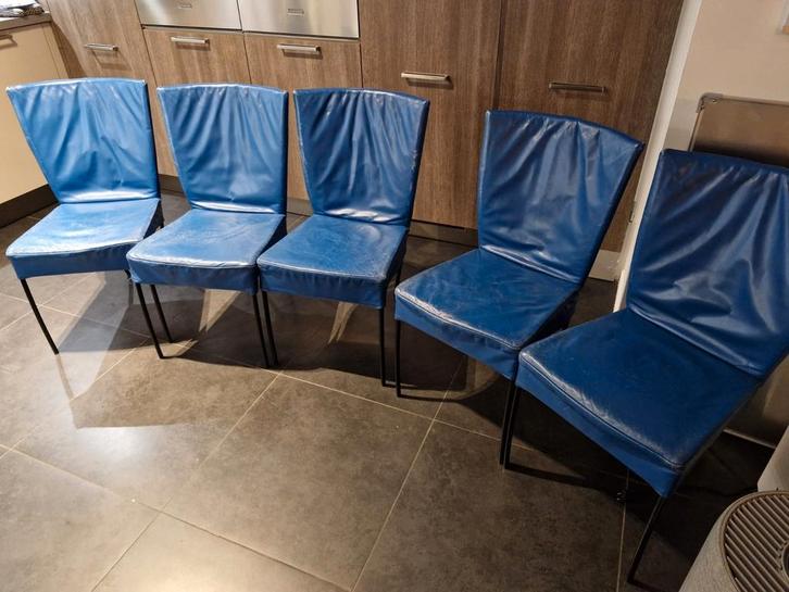 Gratis leren blauwe stoelen, Huis en Inrichting, Stoelen, Ophalen