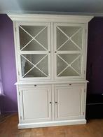 Vaisselier avec vitrine en bois blanc cassé - urgent, Maison & Meubles, 150 à 200 cm, Comme neuf, Enlèvement, 200 cm ou plus