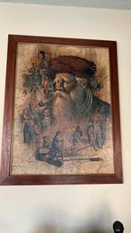 Uniek schilderij olieverf en tabaksblaren, Antiek en Kunst, Ophalen