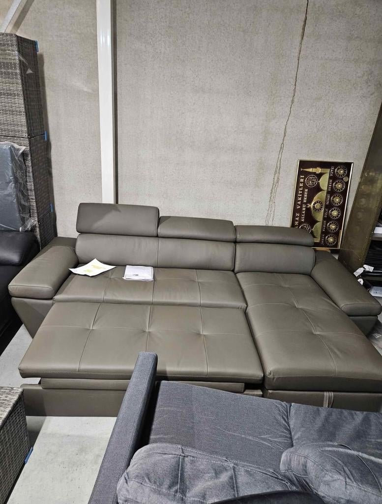 ️ Canapé-lit en cuir de luxe (gris clair) - nouveau 100 %, Enlèvement ou Envoi, Info@retech9.be, Cuir, Retech