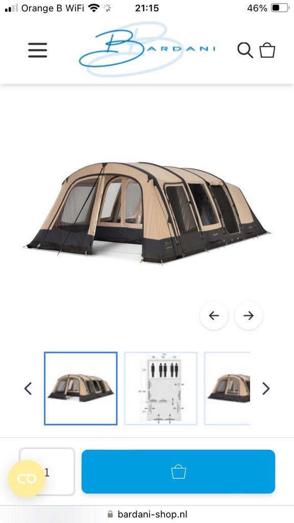 Bardani AirSpace 380 TC, Caravanes & Camping, Tentes, Enlèvement, Comme neuf