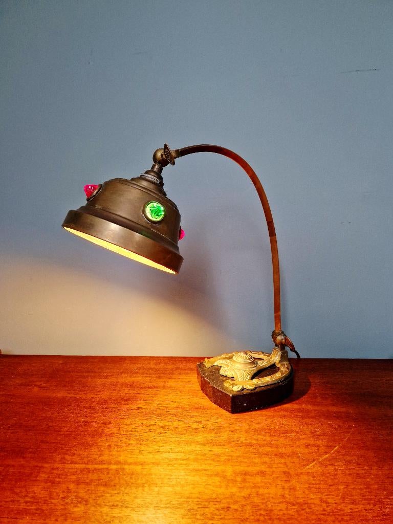 Art Nouveau koperen bureaulamp, jaren 1910, Ophalen of Verzenden
